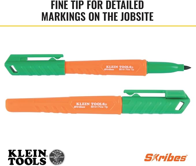 KLEIN TOOLS 861914 Skribes Fine Tip Permanent Markers, Hard Hat Clip, Dry and - Image 3