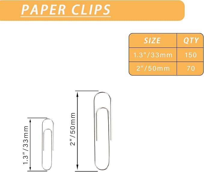 220pcs Silver Paper Clips, Medium and Jumbo Size Office Paperclips - - Image 2