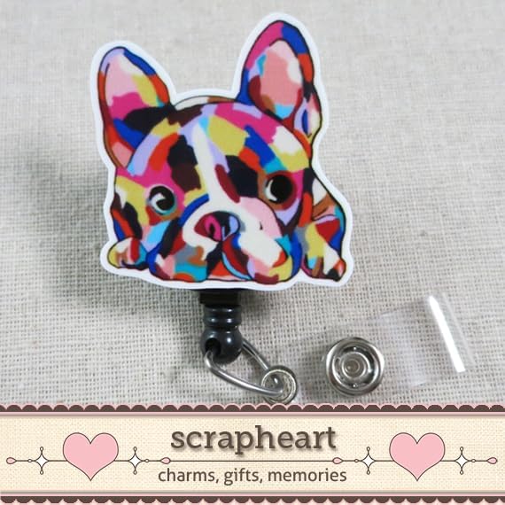 Dog Badge Reel, French Bulldog Badge Reel, Funny Animal ID Holder, Fun Nurse - Image 5