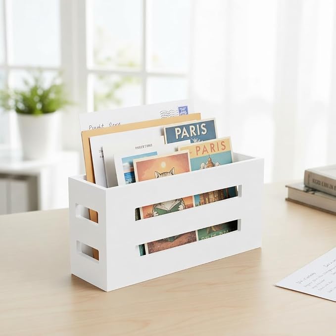 Magazine File Holder, Standing Wooden Magazine Rack, Desk Folder Organizer - Image 6