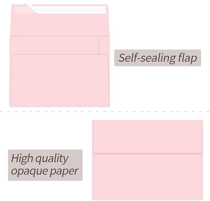 100 Packs Pink 4x6 Envelopes for Invitation Card, A6 Small Envelopes Self Seal - Image 3