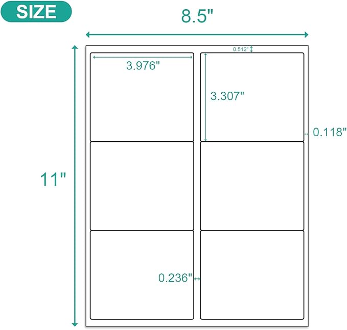 MFLABEL 3-1/3" x 4" FBA Address Labels, 6-Up, White, Easy Peel, Laser/Ink Jet Printer Compatible, 6 Per Page (24000 Labels, 4000 Sheets)