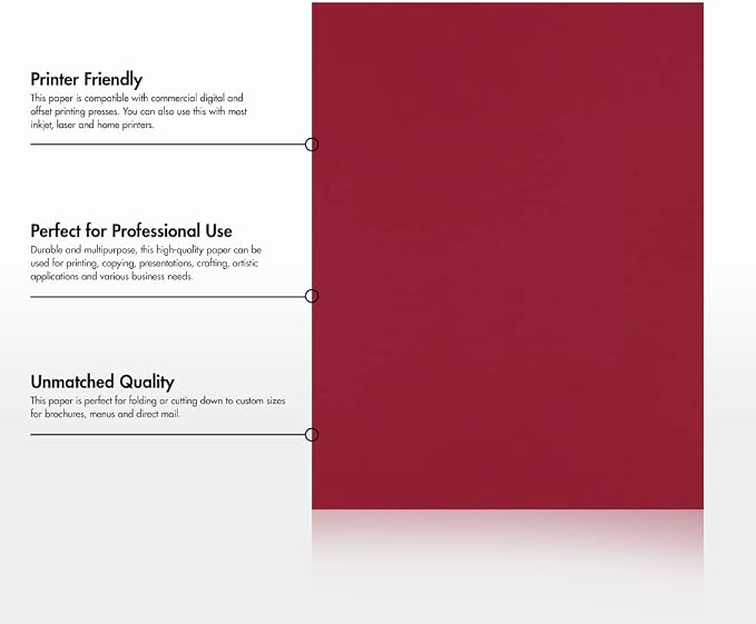 LUXPaper 8.5" x 11" Paper | Letter Size | Garnet Red | 80lb. Text | 250 Qty - Image 8
