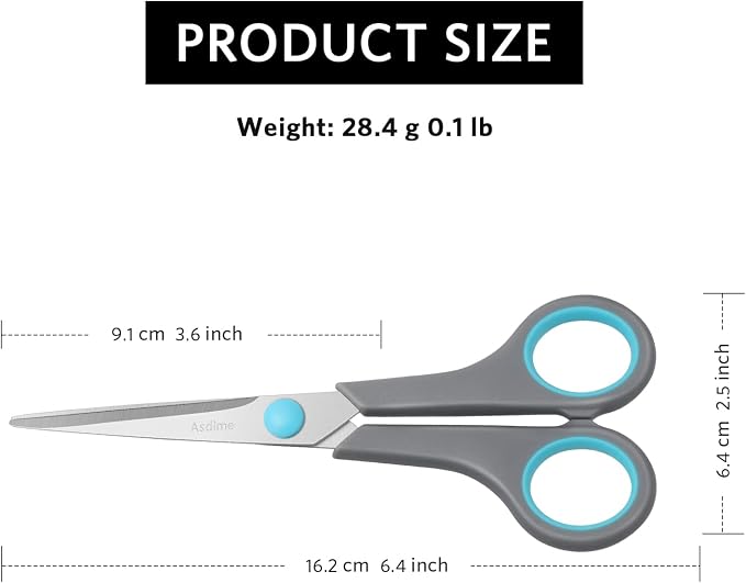 Asdirne 6.4" Scissors, Stainless Steel Blades, Soft Grip Handle, Suitable - Image 5