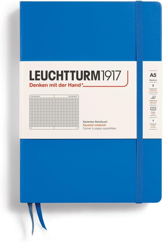 LEUCHTTURM1917 - Notebook Hardcover Medium A5-251 Numbered Pages for Writing and Journaling (Sky, Squared)-DeskLoop Office