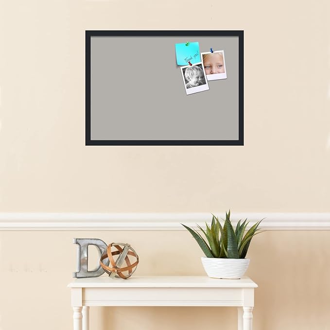 PinPix 27x19 Inch Cork Bulletin Board. This Decorative Framed Pin Board Comes with Dark Stone Design and a Satin Black Frame. Ideal for Home Office Decor or Message Board (PinPix-1808)-DeskLoop Office
