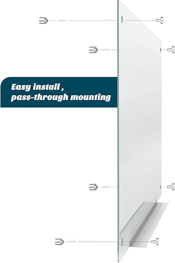 J&J worldwide Glass Dry Erase Board 23 x 35, Whiteboard Magnetic, Large Frameless White Boards for Walls, Includes Magnets, Marker Tray, Eraser for Office, Home, School-DeskLoop Office