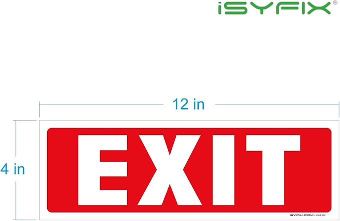 iSYFIX Exit Signs Stickers – 12 Pack 12x4 Inch – Premium Self-Adhesive Vinyl - Image 8