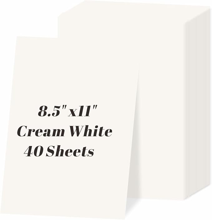 40 Sheets Cream Cardstock 8.5" x 11", 85lb/230gsm Ivory Card Stock, Off White by Keketer