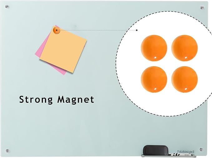 Glass Whiteboard 48 * 72Inches Magnetic Wall Mounted Glass Whiteboard, Large - Image 3