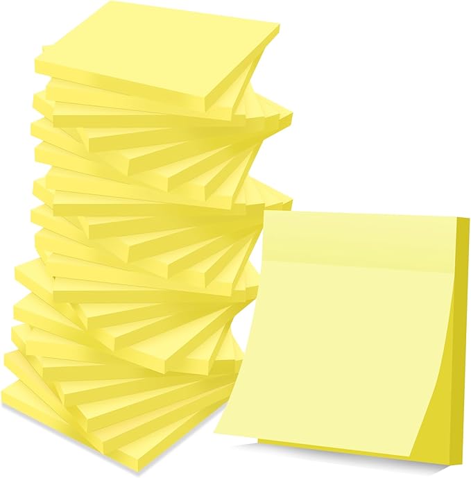 Sticky Notes 3x3 in Yellow, Clean Removal, Recyclable, Self-Stick Pads by YEECOK