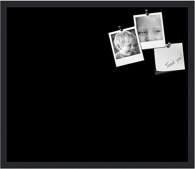 PinPix 28x24 Inch Cork Bulletin Board. This Decorative Framed Pin Board Comes with Solid Black Design and a Satin Black Frame. Ideal for Home Office Decor or Message Board (PinPix-622)-DeskLoop Office