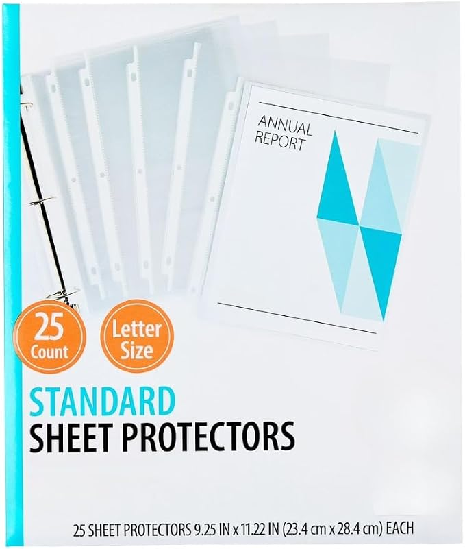 Standard Sheet Protectors, 9.25 x 11.22 Inches, Top Loading Document Sleeves by Unknown
