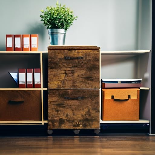 VASAGLE 2-Drawer File Cabinet, Small Rolling Filing Cabinet for Home Office, Printer Stand, for A4, Letter-Size Documents, 15.7 x 16.5 x 27.6 Inches, Rustic Brown and Ink Black UOFC040B01-DeskLoop Office