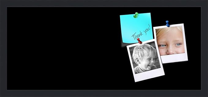 PinPix 28x12 Inch Cork Bulletin Board. This Decorative Framed Pin Board Comes with Solid Black Design and a Satin Black Frame. Ideal for Home Office Decor or Message Board (PinPix-622)-DeskLoop Office