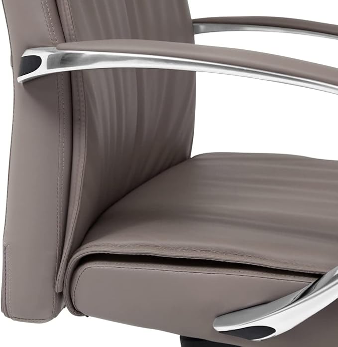 ZURI Forbes Genuine Leather Aluminum Base High Back Executive Chair - Light Grey-DeskLoop Office