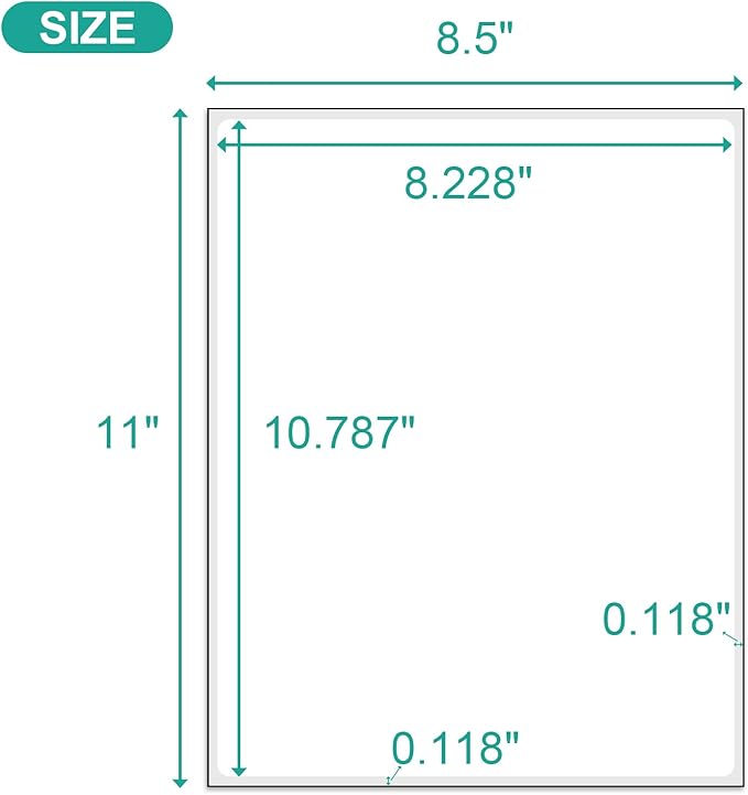 MFLABEL 100-Pack Full Sheet Labels (8.5" x 11") Matte White - Laser/Inkjet Printer Shipping Labels w/Strong Permanent Adhesive + 12 Free Fragile Stickers-DeskLoop Office