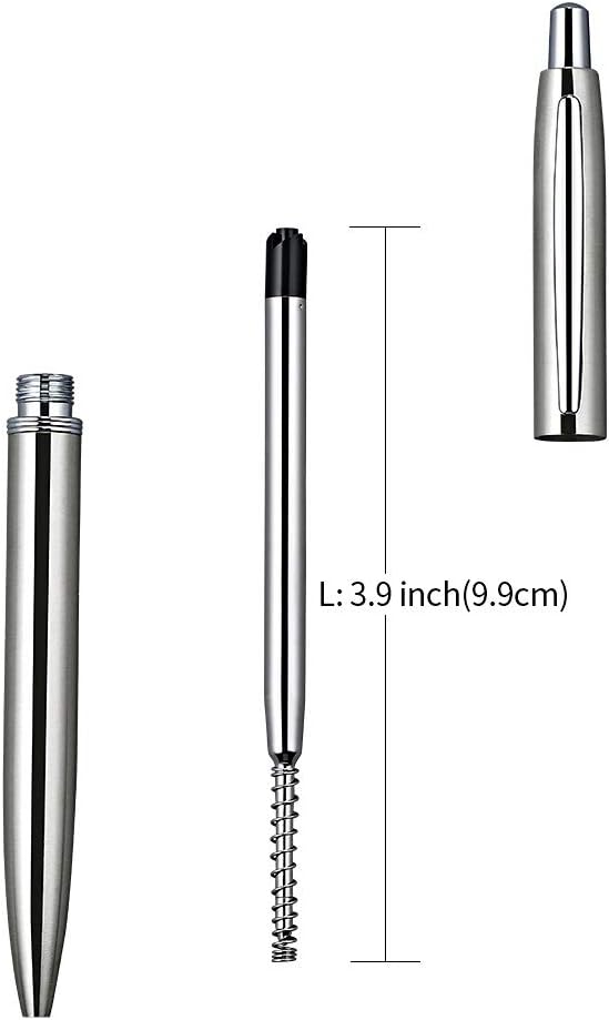 ChaoQ 3 Pcs Retractable Metal Ballpoint Pens, for Gift, Business, Office, 1.0mm Medium Point Black Ink, 6 Extras Replaceable Metal Refills - Stainess Steel-DeskLoop Office