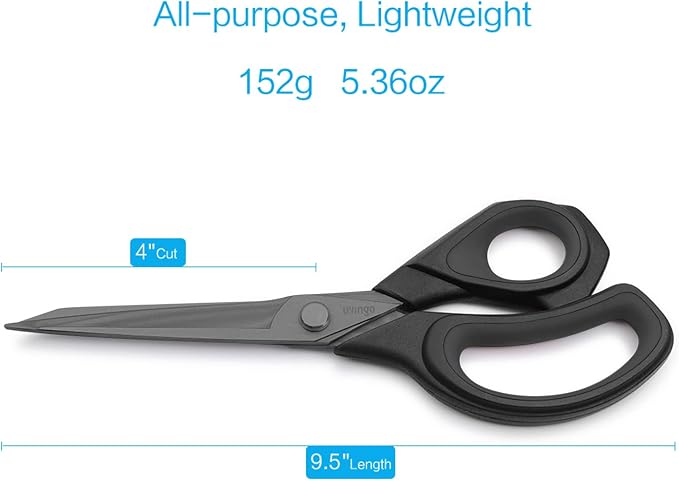 LIVINGO 9.5” Sharp Fabric Scissors, All Purpose Heavy Duty Titanium Coated - Image 2