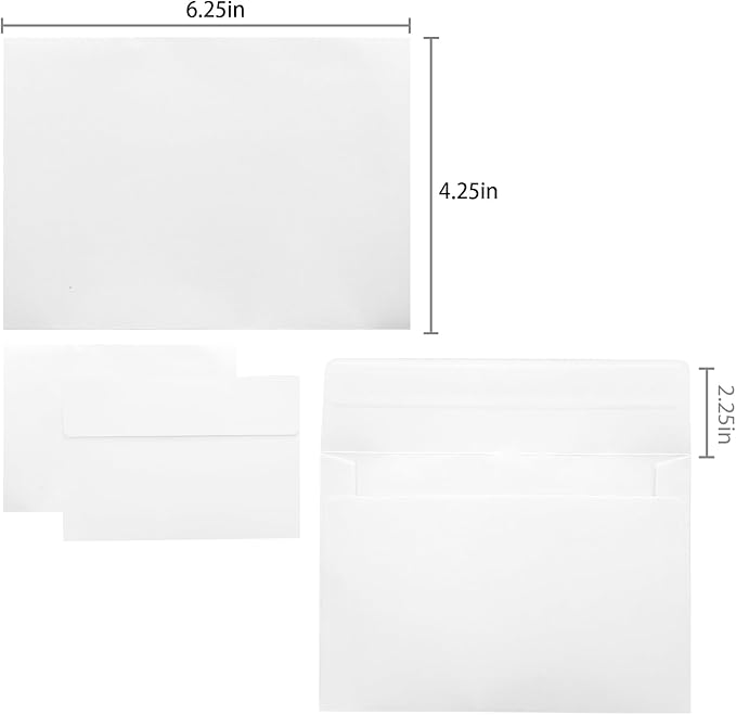 100 Pack 4x6 White A4 Envelopes - Self Seal for Weddings, Invitations, Greeting Cards & Mailing
