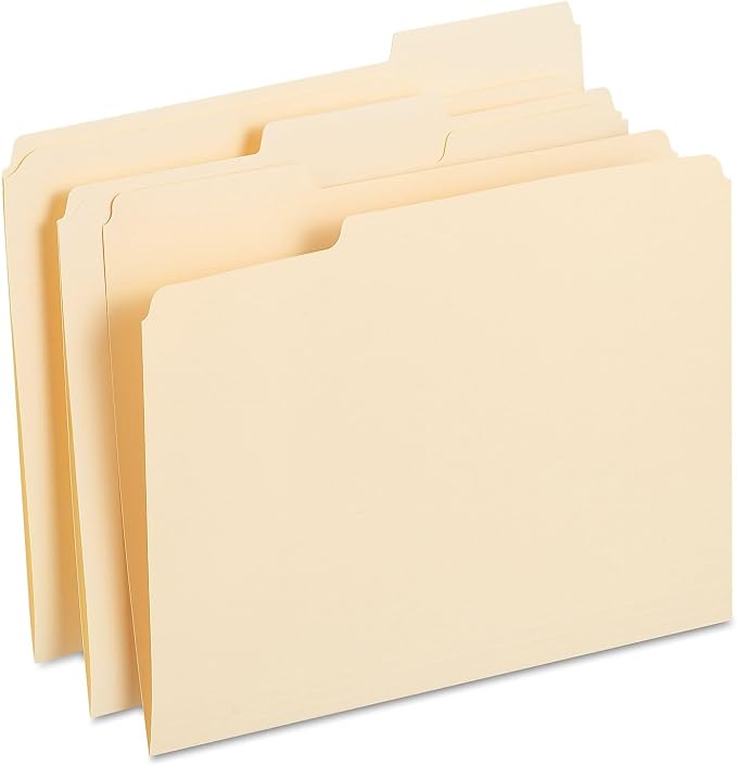 Staples Reinforced File Folders, Letter Size, 1/3‑Cut Tabs, Heavy‑Duty by Staples