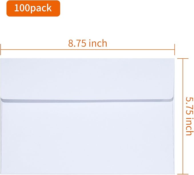 A9 Invitation Envelopes 50 Pack White 5 3/4 x 8 3/4 Inches Self Seal Printable - Image 2