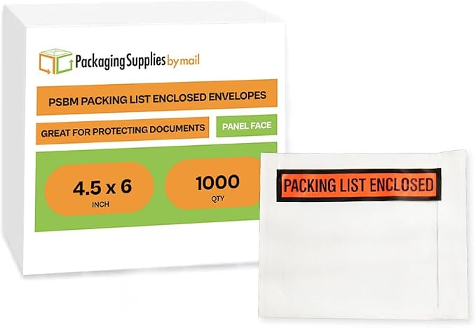 PSBM 1000 PCS, 4.5 x 6 Inch, Panel Face Back Side Load Packing List Envelopes - Image 2