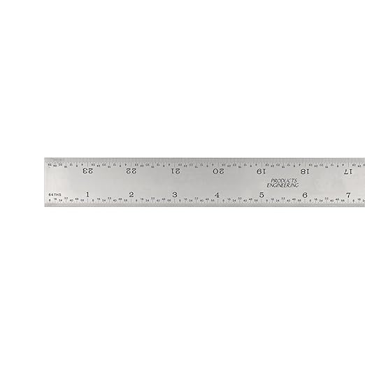 PEC Tools Made in USA Machinist Rule, Satin Chrome Finish, Markings 1/32" by PECTools