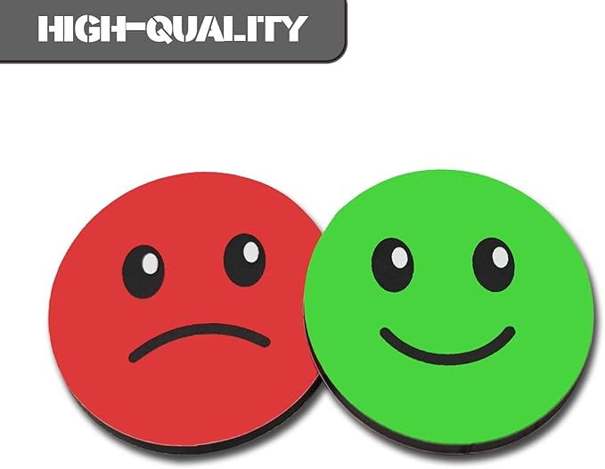 25 Pcs 1” Double-Sided Red Green Smiley Face Magnets, Flip Over Colored Magnetic Dots for Whiteboard, Refrigerator, Office (25, Happy/Sad-Colors)-DeskLoop Office