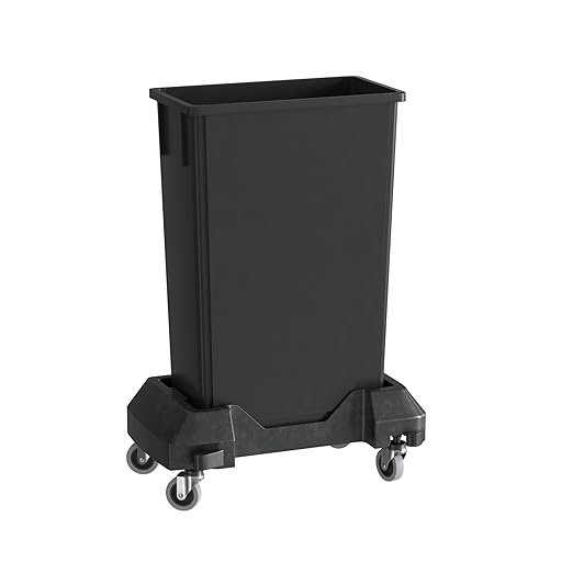 23 Gallon Black Slim Jim Trash Can with Dolly-DeskLoop Office