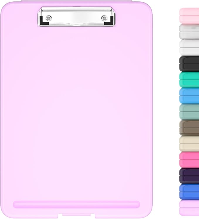 Hongri Clipboard with Storage, 8.5 x 11 Clip Board Foldable, Pale Pink | Bottom by Hongri