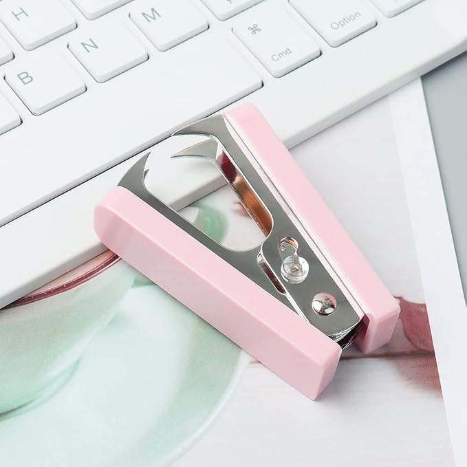 Staples Remover Pink crylic Luxury Silver Color Metal Body Staple Puller - Image 4