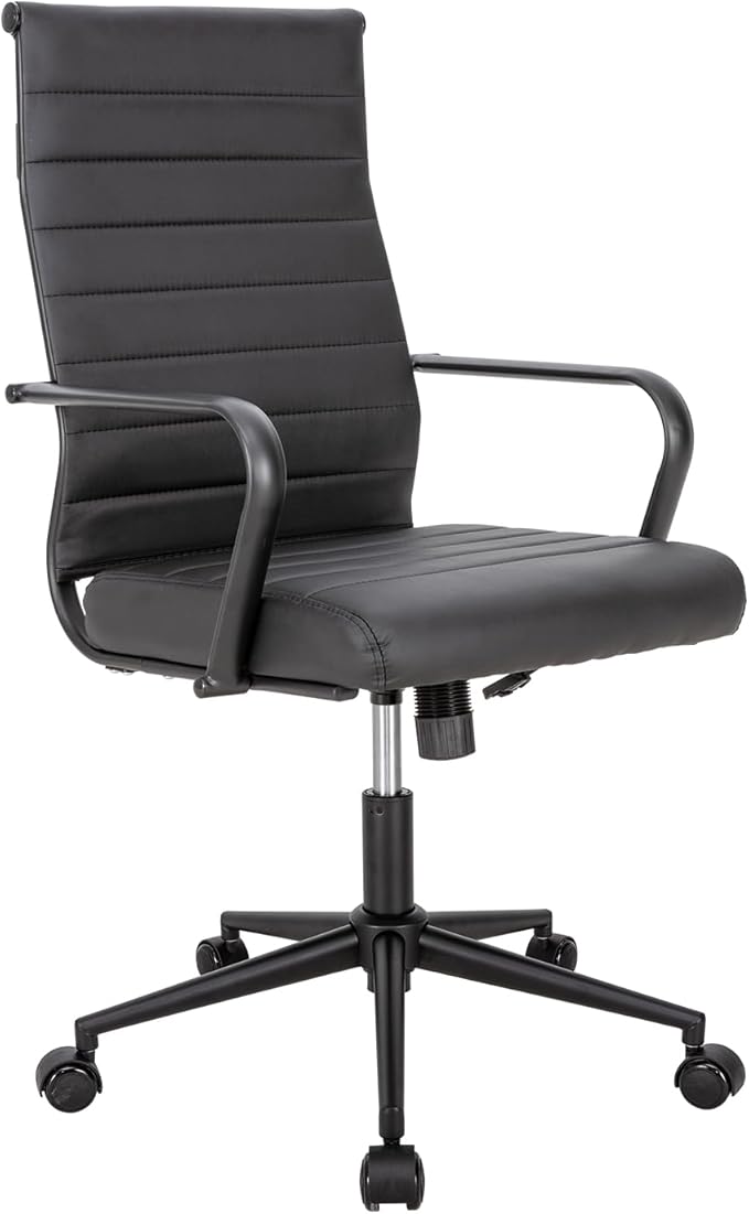 Okeysen Office Desk Chair Conference Room Chairs Modern Ergonomic Executive Swivel Chair Adjustable Height PU Leather Home Desk Chairs with Armrests Comfy Computer Task Chairs with Wheels (Black)-DeskLoop Office