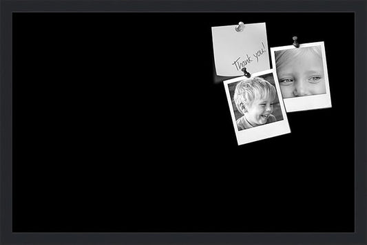 PinPix 28x18 Inch Cork Bulletin Board. This Decorative Framed Pin Board Comes with Solid Black Design and a Satin Black Frame. Ideal for Home Office Decor or Message Board (PinPix-622)-DeskLoop Office