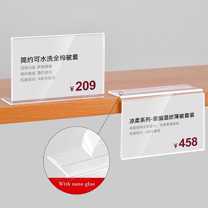 Self Adhesive Label Holder Acrylic Price Tag Displays Sign Holder L-Shape Table - Image 5