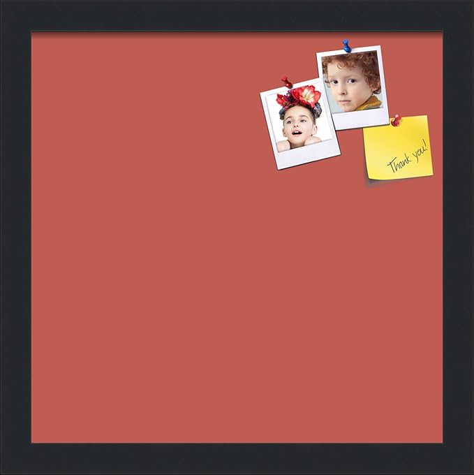 PinPix 13x13 Inch Cork Bulletin Board. This Decorative Framed Pin Board Comes with Crimson Pastel Design and a Satin Black Frame. Ideal for Home Office Decor or Message Board (PinPix-1807)-DeskLoop Office