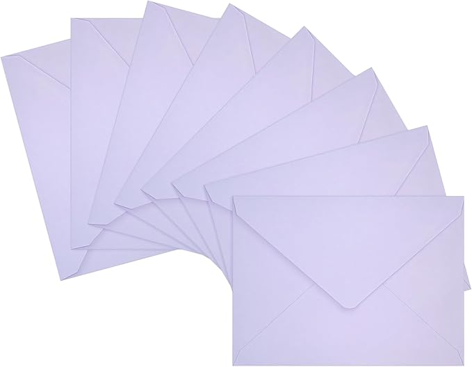 100 Pack A7 Envelopes, Light Purple Greeting Card Envelopes Self Seal, 5.24 x by LIKAJON