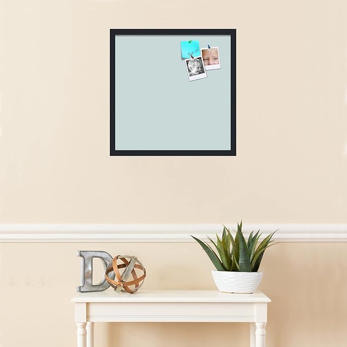 PinPix 20x20 Inch Cork Bulletin Board. This Decorative Framed Pin Board Comes with Soft Blue Design and a Satin Black Frame. Ideal for Home Office Decor or Message Board (PinPix-1814)-DeskLoop Office