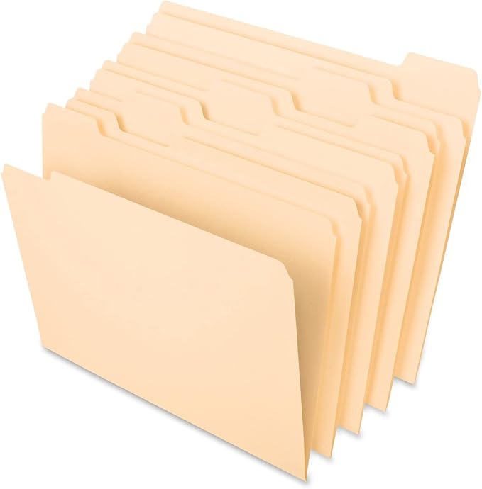 Pendaflex Essentials File Folders, Letter Size, 1/5 Cut, 8.5" x 11", 100 per Box by TOPSProducts