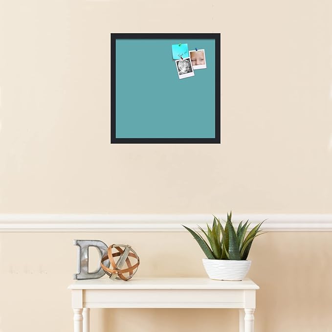 PinPix 18x18 Inch Cork Bulletin Board. This Decorative Framed Pin Board Comes with Aqua Pastel Design and a Satin Black Frame. Ideal for Home Office Decor or Message Board (PinPix-1806)-DeskLoop Office