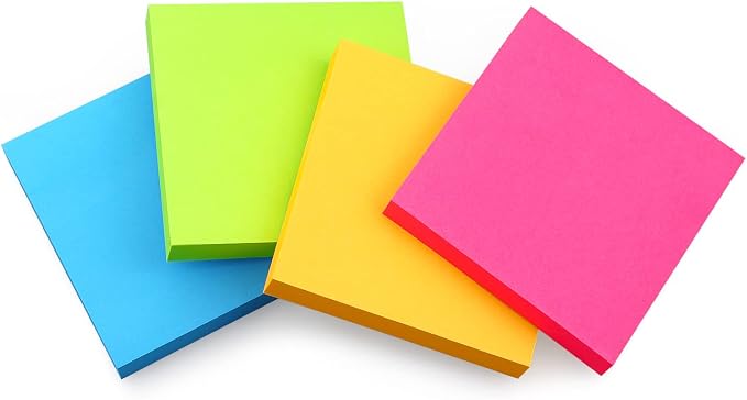 Sticky Notes 3x3 Self-Stick Notes Bright Colors Sticky Notes 4 Pads 100 - Image 2