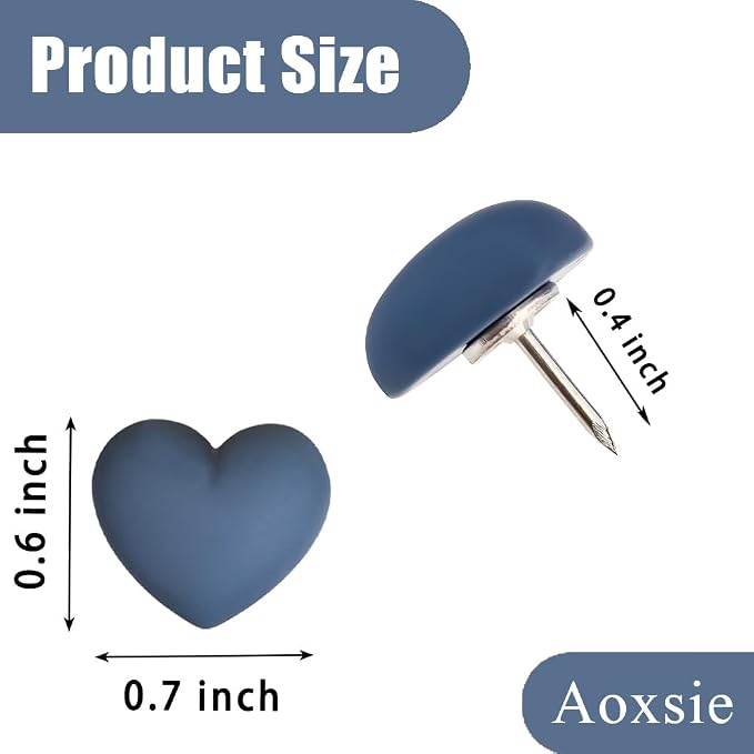 28pcs Decorative Heart Push Pins Dark Blue Thumbtacks Thumb Tacks - Image 2