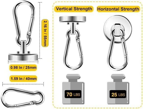 DIYMAG Magnetic Hooks, 15 Pack 70LBS Heavy Duty Neodymium Magnet Hooks | Swivel - Image 4