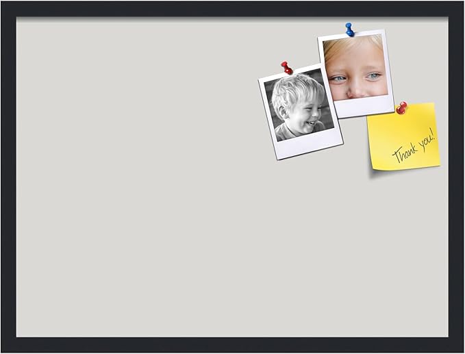 PinPix 27x20 Inch Cork Bulletin Board. This Decorative Framed Pin Board Comes with Light Stone Design and a Satin Black Frame. Ideal for Home Office Decor or Message Board (PinPix-1809)-DeskLoop Office