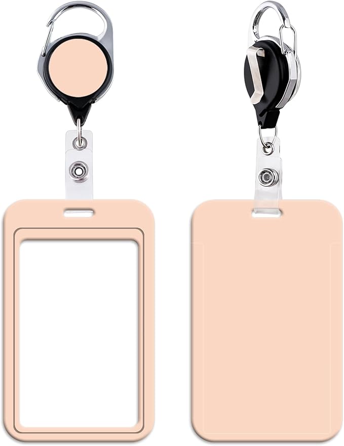 Cute Plain ID Badge Holder Plain Work Heavy Duty Keychain Retractable Badge by beemorita