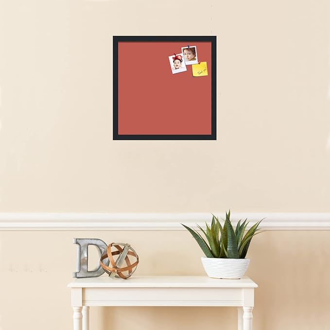 PinPix 17x17 Inch Cork Bulletin Board. This Decorative Framed Pin Board Comes with Crimson Pastel Design and a Satin Black Frame. Ideal for Home Office Decor or Message Board (PinPix-1807)-DeskLoop Office