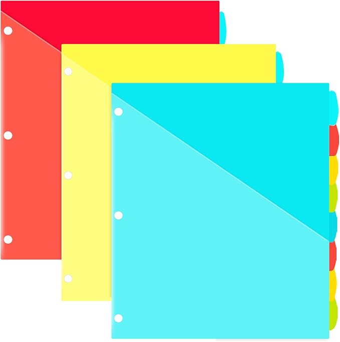 INFUN 8-Tab Plastic Binder Dividers by INFUN