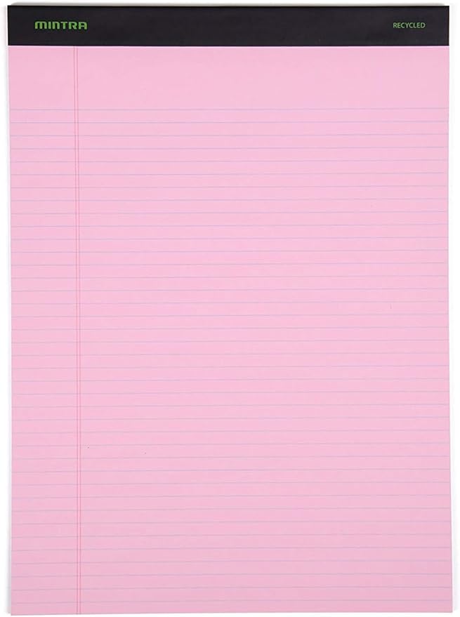 Mintra Office Legal Pads, ((Basic 6pk - (Pastel Version #3), 8.5in x 11in, Narrow Ruled)) - Includes 2 Blue Writing Pads, 2 Pink Writing Pads and 2 Green Writing Pads-DeskLoop Office
