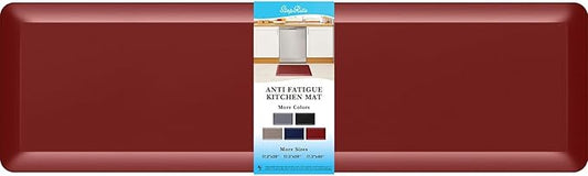 4/5 Inch Thick Kitchen Mat Anti Fatigue Mat Kitchen Rugs Kitchen Decor Non-Slip, Stain Resistant, Waterproof Kitchen Mats Desk Mat for Kitchen, Office, Workshop, Red, 17'' x 60''-DeskLoop Office