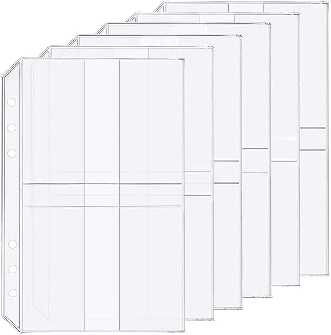 Zelten 6 Pack A5 6 Holes Binder Name Card Holder Plastic Business Card by Zelten